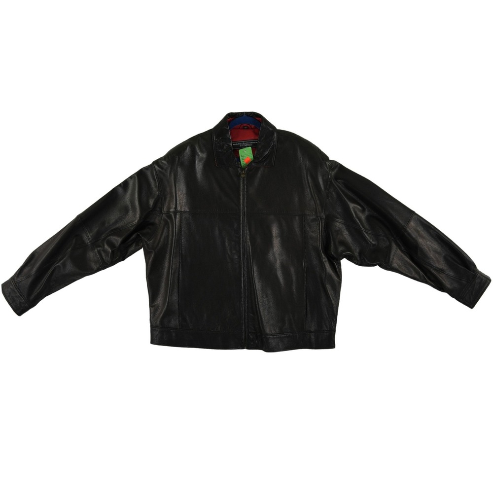 Vintage Marc Buchanan Pelle Pelle Bomber Jacket Men's Size 44 Black 100% Leather